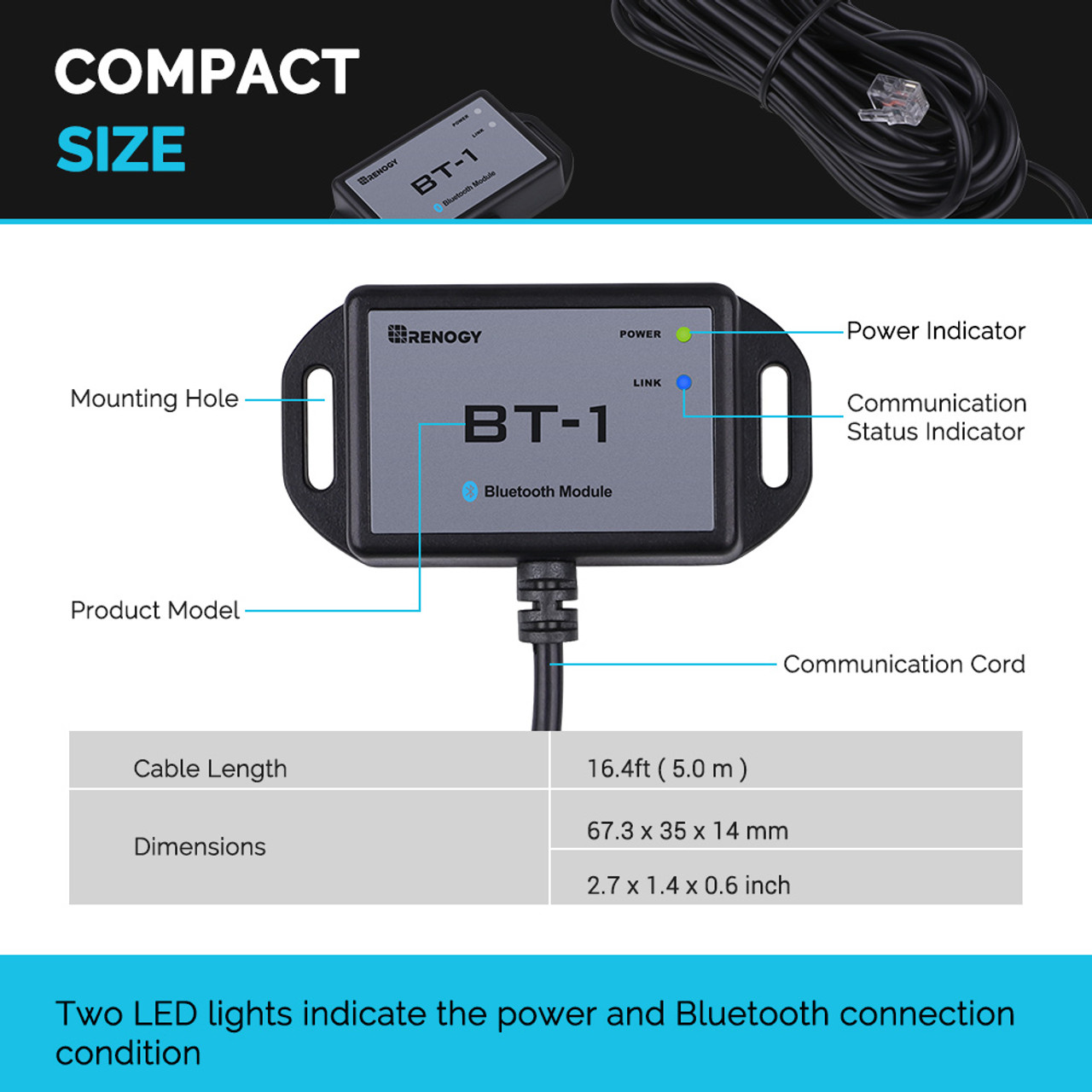 Renogy Bluetooth Module RJ12 C - Renogy Controller Wanderer ulasan dan harga